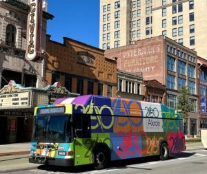 Akron Bicentennial bus wrap graphics