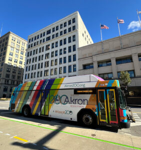 Akron Bicentennial bus wrap graphics