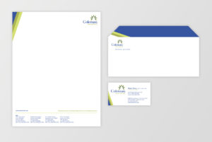Coleman Health Services business card, letterhead and envelope design system